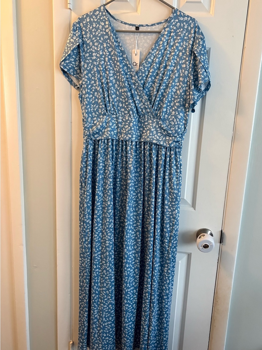Blue Floral Maxi Dress — Wrap-Style Women’s Dress